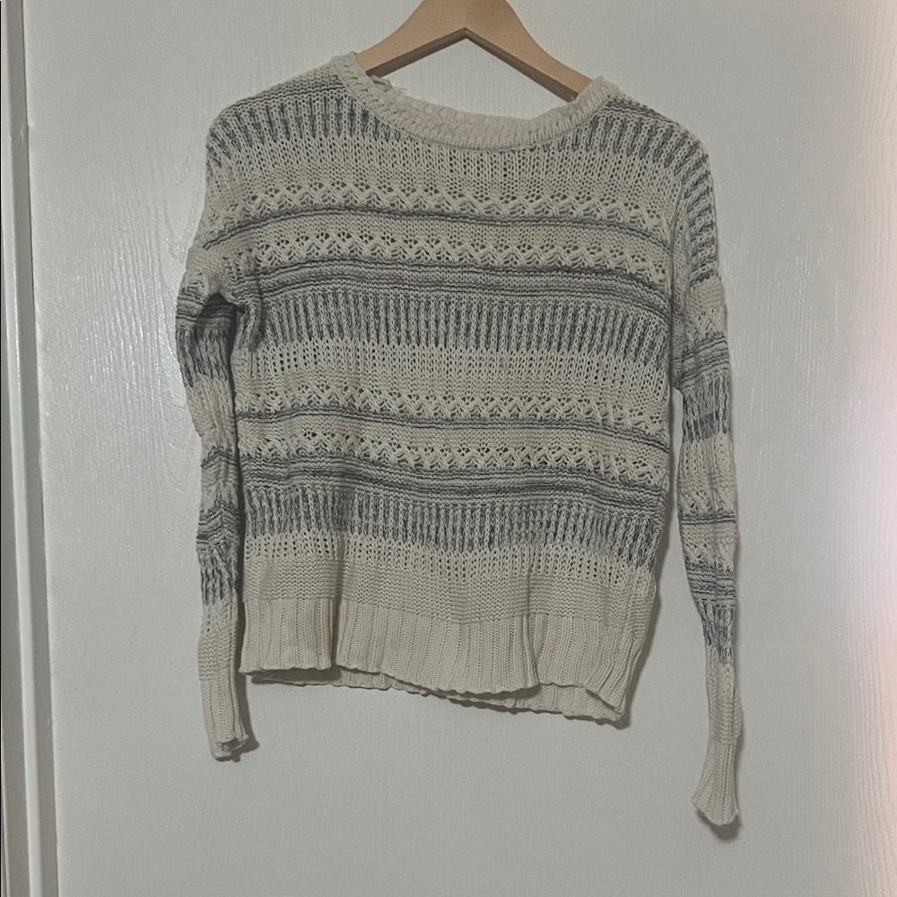 John + Jenn Striped Knit Sweater - Cream and Blue